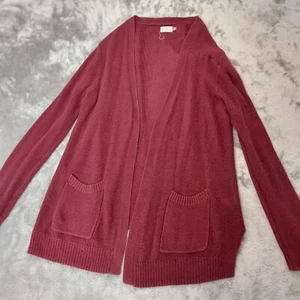 Women's SO Knit Open Front Sweater with Pocket's Burgundy XL 28in Long 26in Wide - Picture 1 of 6