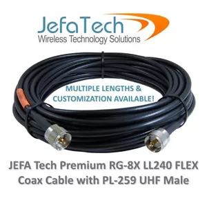 JEFA Tech Premium RG-8X LL240 FLEX Coax Cable with PL-259 UHF Male lot USA - Picture 1 of 13