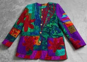 Louis Feraud Quilted Jacket Blazer Women's Size 12 Multicolor Button Up Casual - Picture 1 of 17