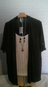 Women's short sleeve top with attached necklace, size Large. NWT - Picture 1 of 6