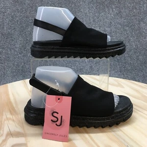 Sincerely Jules Sandals Youth 1 M Tina Slingback Flats Black Fabric Open ToeSinc - Picture 1 of 18