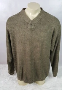 Eddie Bauer Sweater Men Size XL 100% Cotton Heavy Single Button Brown - Picture 1 of 8