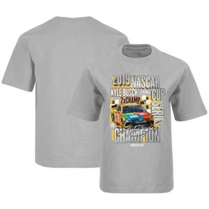 Kyle Busch 2019 2x Champ Lt. Gray One Sided Youth Shirt Size Medium - Picture 1 of 3