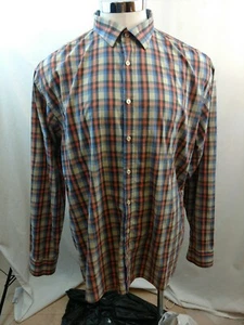 Paulo Solari Blue Multi plaid shirt w/contrast cuffs. Modern fit. Size 3XLT - Picture 1 of 9