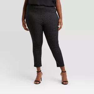 Who What Wear Black Striped High-Rise Skinny Cropped Pants-Women's Size 20W NEW - Picture 1 of 1