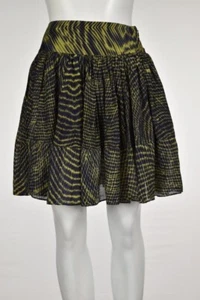 Cut 25 Skirt Size 2 Yellow Navy A-Line Pleated Cotton Above Knee Casual Printed - Picture 1 of 5