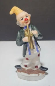 Vintage Porcelain Hobo Clown Playing Trumpet Horn 6" Figurine Made In Korea - Picture 1 of 4