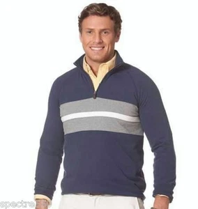 Men's CHAPS Sport 1/4 Zip Milstead Navy Raglan Pullover Sweater NEW Size XXL NWT - Picture 1 of 6