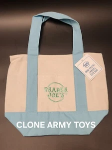 Trader Joe's Blue Pastel Mini Canvas Tote Lunch Personal Hand Bag Reusable NWT - Picture 1 of 1
