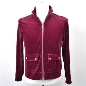 Lauren Ralph Lauren Jacket Size Medium Petite Red Velvet Velour Full Zip Sweater - Picture 1 of 11