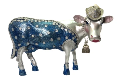 Sombrero y collar de vestido brillante azul vaca plata bovina atesorada vacas en desfile Foto 1 de 4