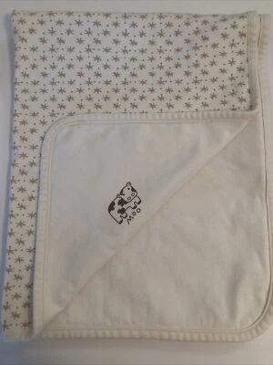 Винтажный 2002 Baby Gap заводской магазин 2 слоя хлопковое одеяло Moo корова звезды бежевый VGUC - Изображение 1 из 4