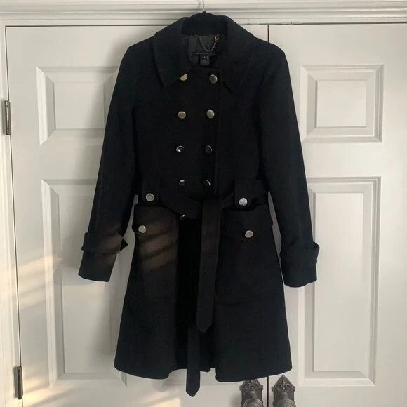 Abrigo MARC by Marc Jacobs Negro Doble Pecho Cinturón Talla Pequeña Foto 1 de 4