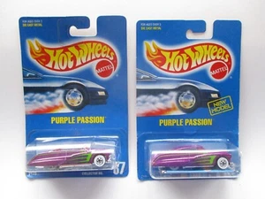 2 Different * Vintage Hot Wheels Blue Card #87 PURPLE PASSIONs Green Stripe WWBW - Picture 1 of 6