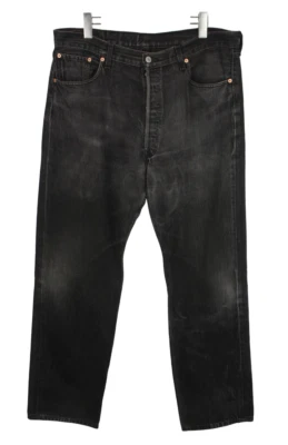 Levi's 501 Vaqueros Hombres W38/L34 Desteñir Efecto Corte Recto Botón Fly Negro - Imagen 1 de 4