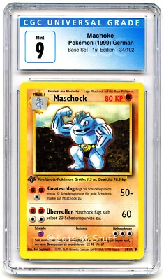 CGC 9 MINT German Machoke / Maschock Base Set 1st Edition Pokemon 34/102  -97 - Image 1 of 2