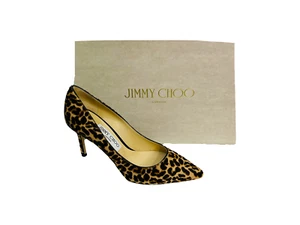 Jimmy Choo Romy 85 Leopard Print Pony Hair Courts UK4 - Picture 1 of 9