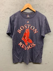 Camiseta Majestic Boston Red Sox Para Hombre Mediana Azul Marino Retro Triple Pico Logo - Imagen 1 de 8