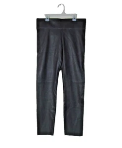 DAVID LERNER NWOT Size M Black Mid Rise Faux Leather Pull On Ankle Leggings - Picture 1 of 8