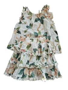 Zimmermann Floral Print Sleeveless Top W/ Layered Skirt Set For Girls - Picture 1 of 4