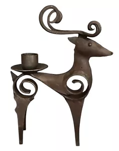 Portacandele conico scultura renna metallo ferro forgiato fatto a mano vintage Natale - Foto 1 di 8