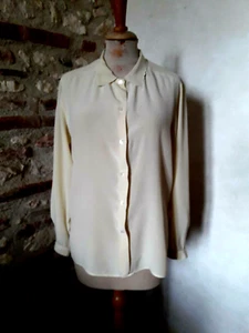 CHEMISIER CHEMISE écrue en soie CACHAREL T.46 VINTAGE 90 ecrue silk blouse sz XL - Imagen 1 de 8