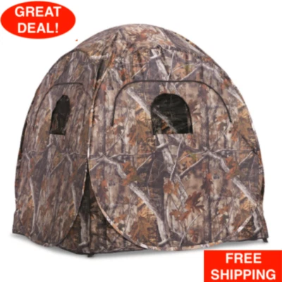 Portable Ground Hunting Blind Deer Turkey 4-Panel Steel Frame Backpack Carry Bag - Image 1 of 4