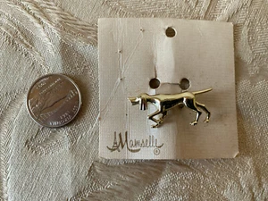 Puntatore vintage in metallo tono oro? Spilla spilla cane p1066 Mamselle - Foto 1 di 2