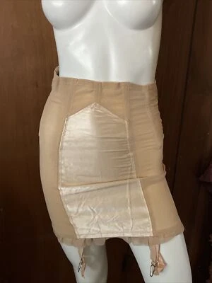 RARE Vintage 1940s Venus Twinette Peach Corset Girdle Skirt Open Bottom Garters - Image 1 of 4