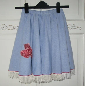 Girls Cowgirl Western Denim Full Circle Skirt Twirl Texas Lone Star Medium 8-12 - Picture 1 of 6
