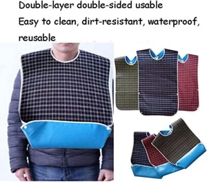 Erwachsene ältere Behinderte Mahlzeiten Latz Kleidung Schutz Schürze Hilfe groß wasserdicht - Bild 1 von 8