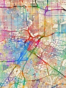 Póster - Mapa de Houston, calles abstractas modernas de la ciudad, 4 tamaños - Imagen 1 de 25
