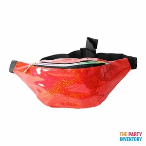 Red Hologram Bum Bag Fanny Pack Travel Pouch Money Holder Festival Gear 90s - Picture 1 of 6