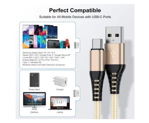 1FT 1PCS Braided USB C Type-C Fast Charging Data SYNC Charger Cable Cord - Picture 1 of 16