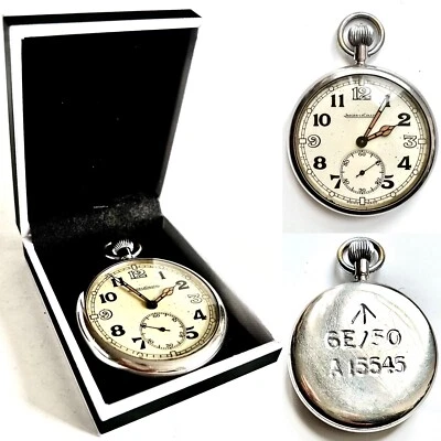 Rare Original WWII Swiss Jaeger LeCoultre Military Pocket Watch (2”/5cm, 89g) - Image 1 of 4