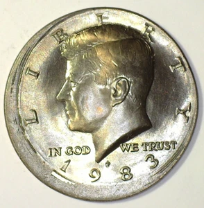 1983-P KENNEDY HALF DOLLAR OFF CENTER ERROR CH BU VERY SCARCE! - Picture 1 of 2