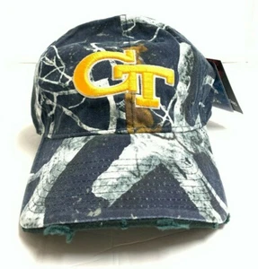 Georgia Tech Mothwing Embroidered Adjustable Distressed Buckle Strap Hat - Picture 1 of 5