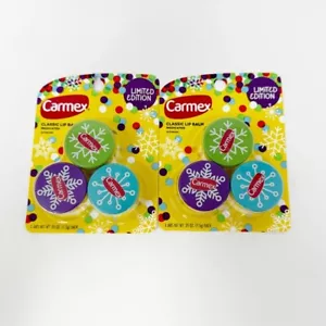 Paquete de 2 juegos de 3 frascos de bálsamo labial Carmex cada uno paquete de copo de nieve edición limitada NUEVO - Imagen 1 de 4