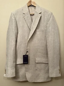 StudioSuits Hand Crafted Ecru Linen Sports Coat Blazer Men's 44L 3 Button NWT - Picture 1 of 12