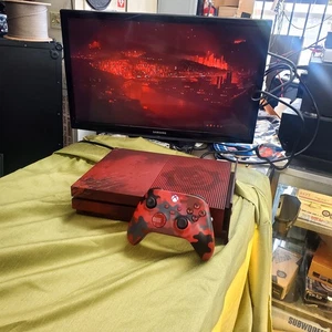 💥EXCELLENT💥 Xbox One S Gears of War 4 Limited Edition 2 TB Crimson Red Console - Picture 1 of 23