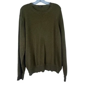 J. McLaughlin Olive Green Crew Neck Pullover Sweater Large Cashmere Blend Preppy - Picture 1 of 13