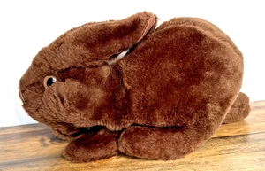 Juguete marioneta vintage conejito conejo terciopelo estable marrón oscuro peluche animal 11" LEER - Imagen 1 de 9