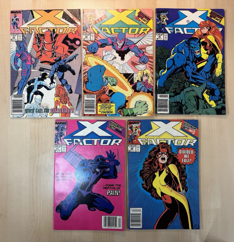 Lot 5x All Mark Jewelers 💎 Inserts, X-Factor #43 44 46 47 48 - Marvel 1989 - Image 1 of 4