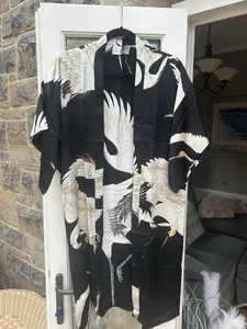 One Hundred Stars Black collar Stork Kimono ⭐ summer holiday, day to eve - Picture 1 of 6