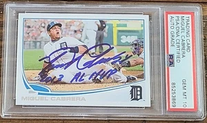 MIGUEL CABRERA SIGNED 2013 TOPPS #660 INSCRIBED 2013 AL MVP PSA DNA GEM MINT 10 - Picture 1 of 1