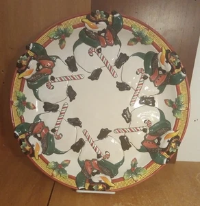Fitz and Floyd SNOW BUSINESS 17" Hackteller/Platte, Pinguine, Weihnachten, EUC - Bild 1 von 7