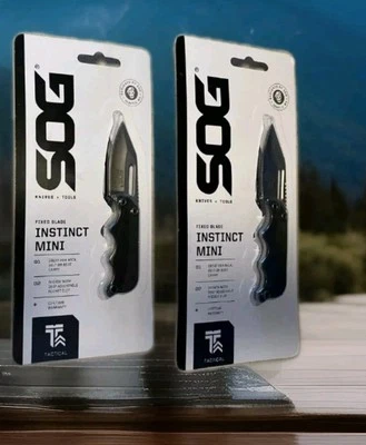 TWO SOG INSTINCT MINI EDC Tactical Full Tang Fixed Blade G10 Knife Nylon Sheath