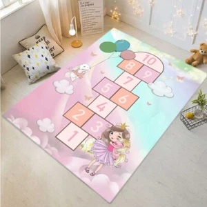 Pink Children's Hopscotch Boy and Girl Cartoon Game Carpet Kindergarten Door Mat - Picture 1 of 18