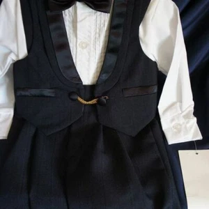 NEW Infant Boys 4 Pcs Tuxedo Romper Set Black Color Sz M (6-12 Months) - Picture 1 of 5