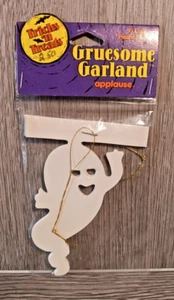 Vintage Applause Plastic Mini Garland White Ghost Halloween 9 foot - Picture 1 of 7